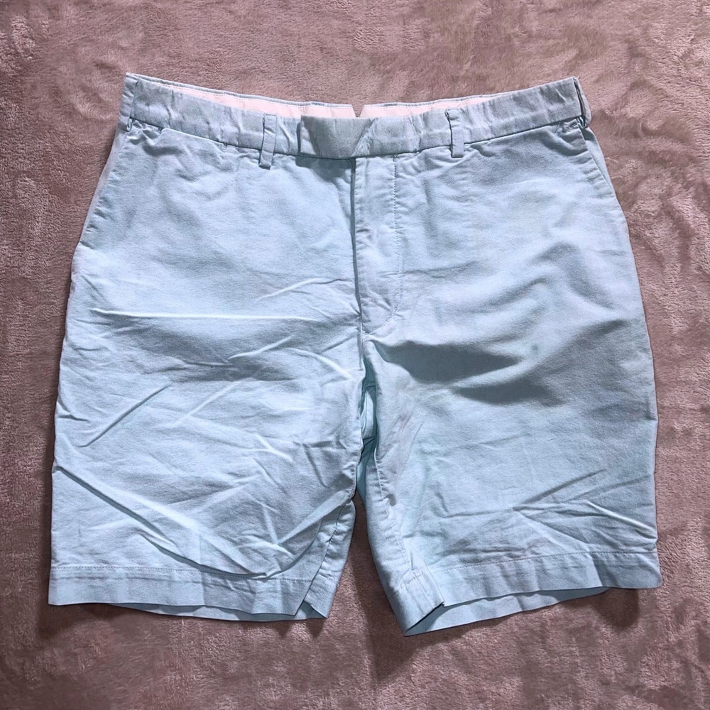 Polo Ralph Lauren Shorts Men 36 Light Blue Oxford Cotton Flat Front
